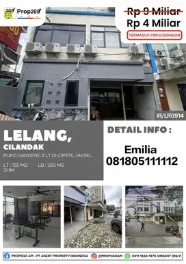 LELANG, RUKO GANDENG (3 LANTAI) JL CIPETE RAYA JAKARTA SELATAN