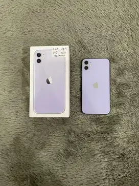 IPhone 11 64GB Purple mulus Fullset BH 100% Sinyal Permanent