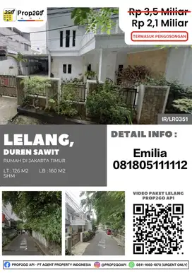 LELANG RUMAH DI DUREN SAWIT , Rumah 2 Lantai, Jakarta Timur