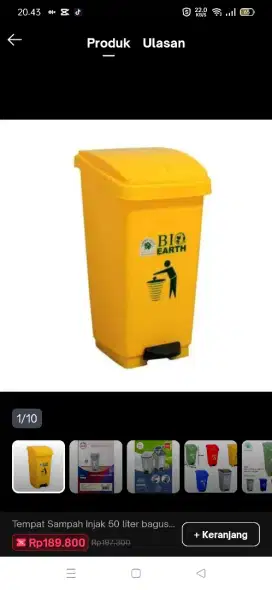 Tempat sampah 50 liter. Injak