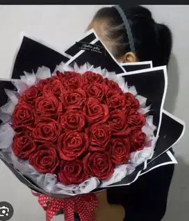 Bucket bunga pita satin
