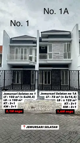 DIJUAL Rumah Baru Modern Minimalis 2Lt Jemursari Selatan Surabaya