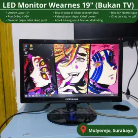 Led monitor wearnes 19inch tipe WL18W (Normal, segel, ada garansi)