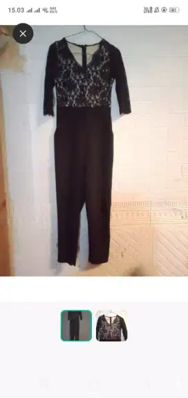 Jumpsuit hitam furing lace