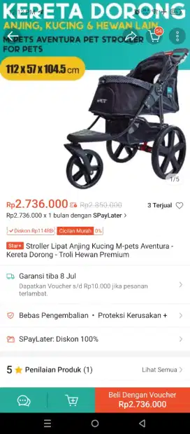 Stroller Kucing Anjing Pet Travel Troli M-Pets Sultan BSH Scottish MC