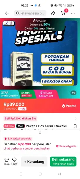 Susu Etawaku platinum 200gr