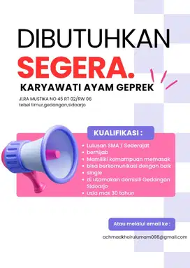 Loker ayam geprek makmur