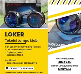 Loker Teknisi Lampu Mobil Motor Custom BILED Headlamp Stoplamp Bandung