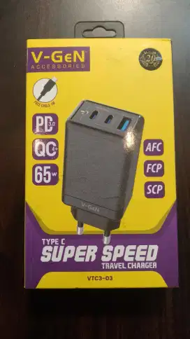 Travel Charger  TYPE-C SUPER SPEED  PD3.0 QC4+ 65W 3 Port