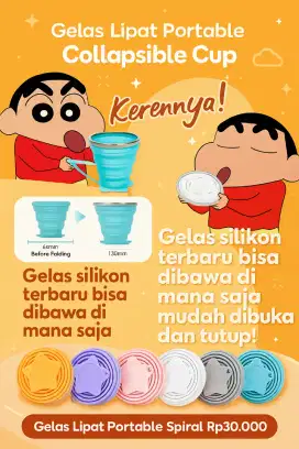 Gelas Lipat Portable Silikon Travel Foldable Cup Multifungsi Spiral