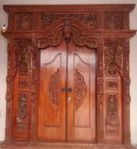 PINTU DAN JENDELA MURAH KAYU JATI UKIR ANTIK GEBYOK JAWA