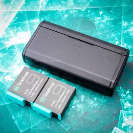 Charger Telesin 3 slot + 2x Batre Smatree. for GoPro 9 10 11 12. Used.