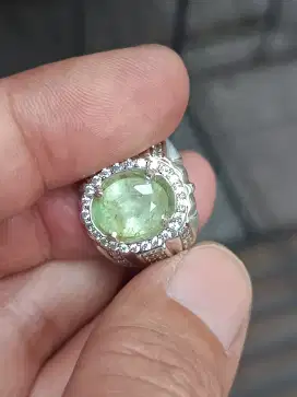 Cincin batu zamrud Emerald beryl 3.83 carat ring perak memo MRI Zambia