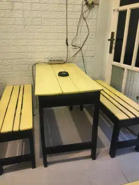Meja Kursi Kayu Jati untuk Warkop / Cafe / Caffee