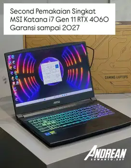 Second laptop MSI Katana i7 Gen 11 RTX 4060