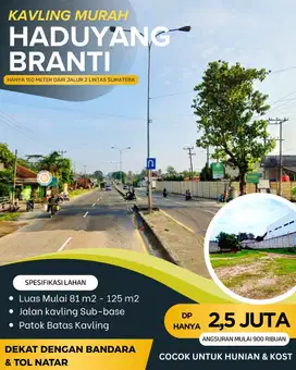 DI JUAL CEPAT MURAH TANAH KAVLING HADUYANG BERANTI