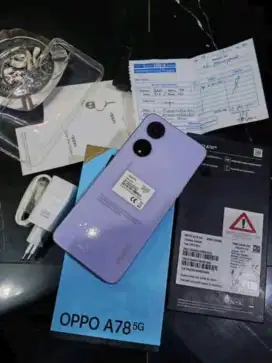 OPPO A78 5G 
•Ram 8±4/256
•Kelengkapan fullset