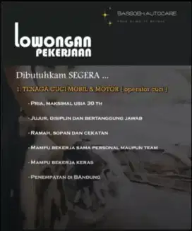 Lowongan Carwash Bassoeh Autocare