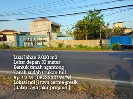 Termurah lahan zona gudang nol jl raya cerme jalan jalur propinsi