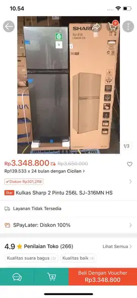 Kulkas 2 pintu SHARP SJ 316