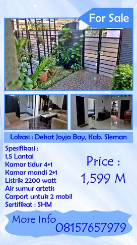 Djual Cepat BU Rumah Nyaman di Sleman Dekat Jogja Bay
