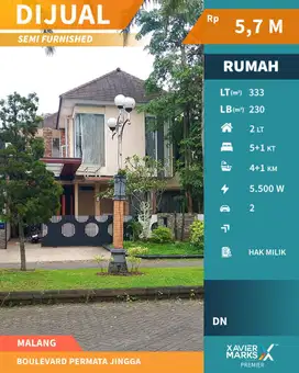 Dijual Rumah Furnish Mewah di Permata Jingga Soekarno Hatta Malang