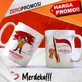 Souvenir mug bertema kemerdekaan · gelas custom merah putih