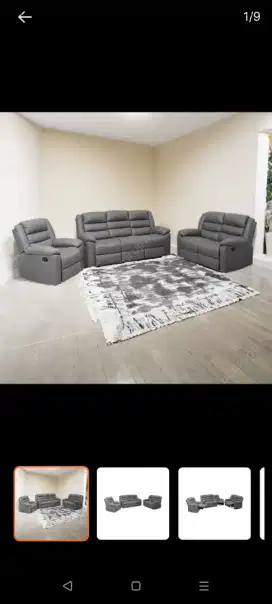 Selma Lexus Set Sofa Fabric Abu-abu Tua