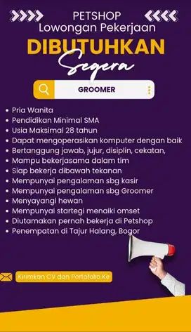 LOWONGAN GROOMER + KASIR