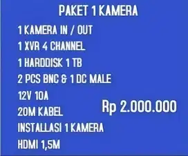 paket 1 kamera cctv dahua