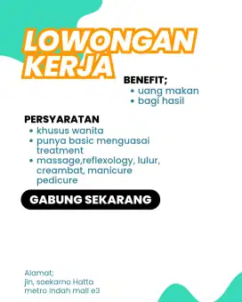 Dibutuhkan therapis spa