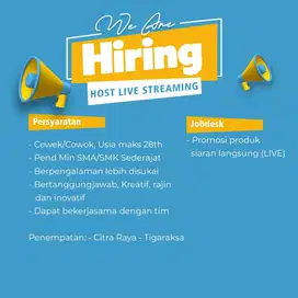 DIBUTUHKAN SEGERA HOST LIVE!!
