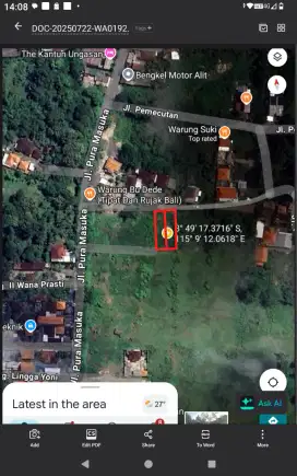dijual tanah 5 are di pura masuka ungasan