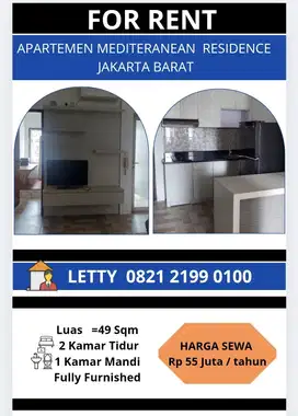 Apartemen Mediteranean Residence Tanjung Duren Rp 55 Juta / Tahun