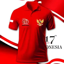 Kaos Kerah Motif HUT RI 80