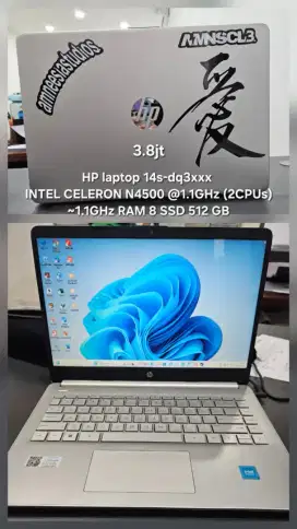 Laptop HP 14s-dq3xxx Intel Celeron N4500 | RAM 8GB | SSD 256GB