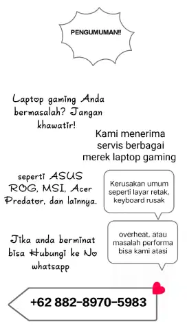 Kami menerima servis berbagai merek laptop gaming