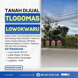 Dijual Tanah Strategis dan Prospektif Area Tlogomas Lowokwaru Malang