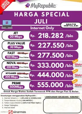 Pasang WiFi MyRepublic Murah Resmi – Internet Cepat Area Jabodetabek