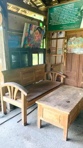 SET MEJA & KURSI TAMU JATI LAWAS - MODEL KLASIK LENGKUNG