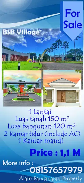 Dijual Cepat Rumah 1LT BSB Village Dkt Danau