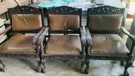 SET KURSI UKIR JATI - KLASIK COKLAT TUA
