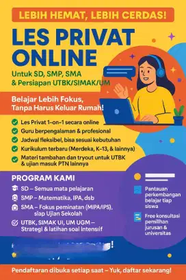 Les private SD, SMP, SMA, UTBK, SIMAK, UM