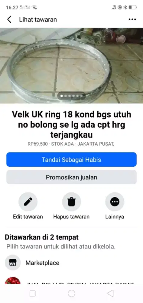 Velk ring 17 utk sepeda/motor kond bgs no bolong se lg ada cpt murah2