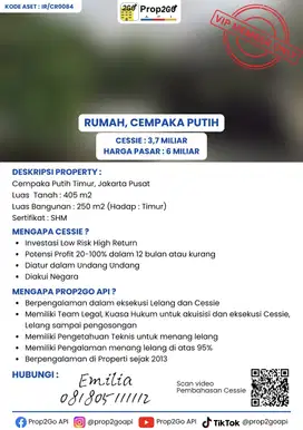 CESSIE KHUSUS INVESTOR , Rumah di Cempaka Putih Jakarta Pusat