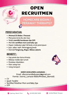 Lowonga Pekerjaan Bidan/Perawat Homecare