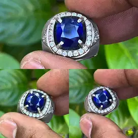 Cincin Natural Vivid Blue Sapphire Sri Lanka