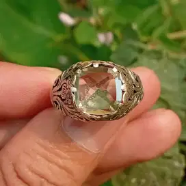 Colorless Topaz 5.8 ct ring perak handmade