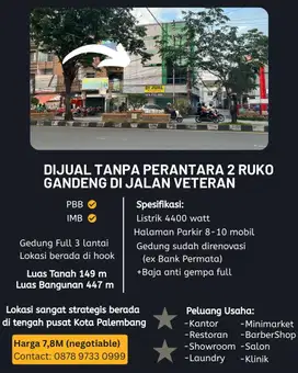 DIJUAL 2 RUKO GANDENG DI JALAN VETERAN