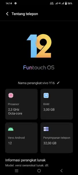 VIVO Y16 RAM 3/32